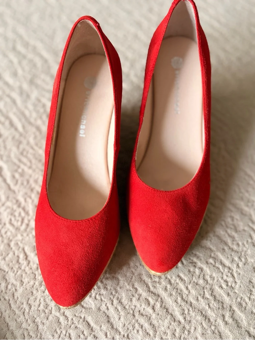 Eric Michael Red Suede Wedge Espadrille
